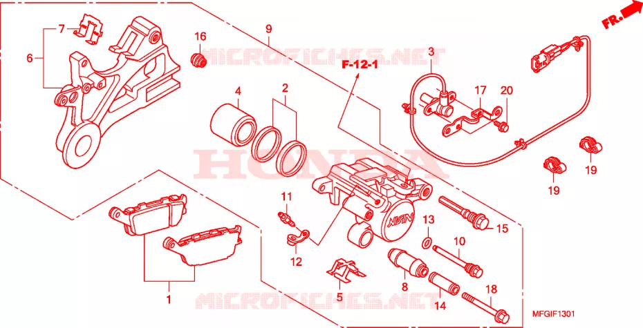 ETRIER DE FREIN ARRIERE(CB600FA/FA3) Honda MOTO 600 HORNET 2010  CB600FAA