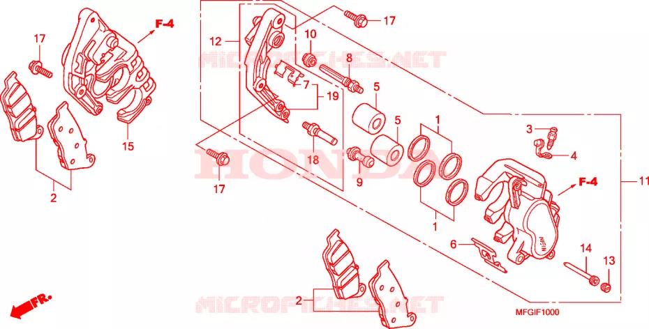 ETRIER DE FREIN AVANT(CB600F/F3) Honda MOTO 600 HORNET 2010  CB600FA