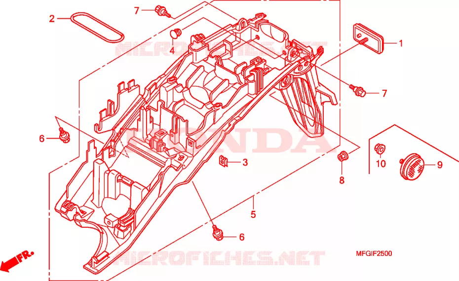 GARDE-BOUE ARRIERE(1) Honda MOTO 600 HORNET 2010  CB600F3A