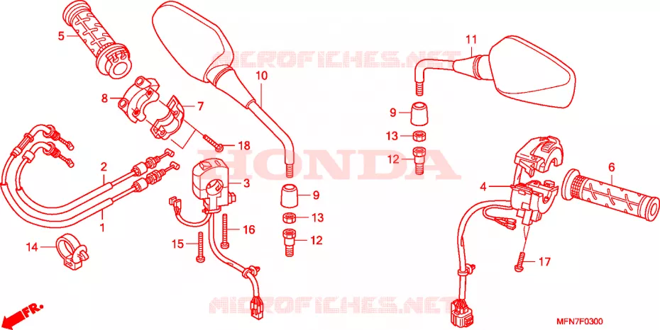 COMMODO - CABLE - RETROVISEUR Honda MOTO 1000 CB 2009  CB1000R9