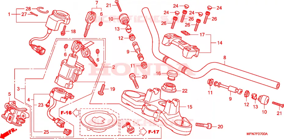 GUIDON - TE DE FOURCHE Honda MOTO 1000 CB 2009  CB1000R9
