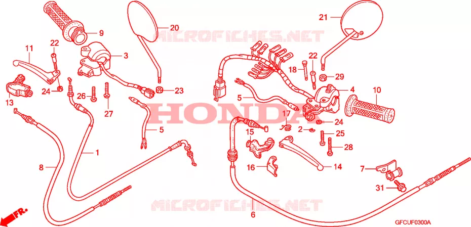 LEVIER DE GUIDON - CABLE - COMMODO Honda SCOOTER 50 TODAY 2007  NVS504SH6