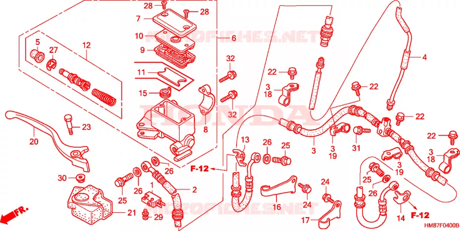 MAITRE CYLINDRE DE FREIN AVANT Honda ATV 250 FOURTRAX 2007  TRX250TM7