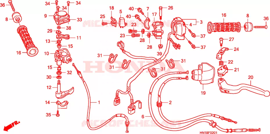 LEVIER DE GUIDON/COMMUTATEUR/CABLE(TRX400EX8/X9) Honda ATV 400 FOURTRAX 2008  TRX400EX8