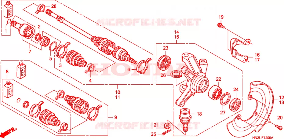 ARBRE DE ROUE  Honda ATV 500 FOURTRAX 2010  TRX500FAA