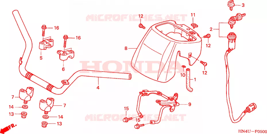 GUIDON Honda ATV 350 FOURTRAX 2004  TRX350TE4