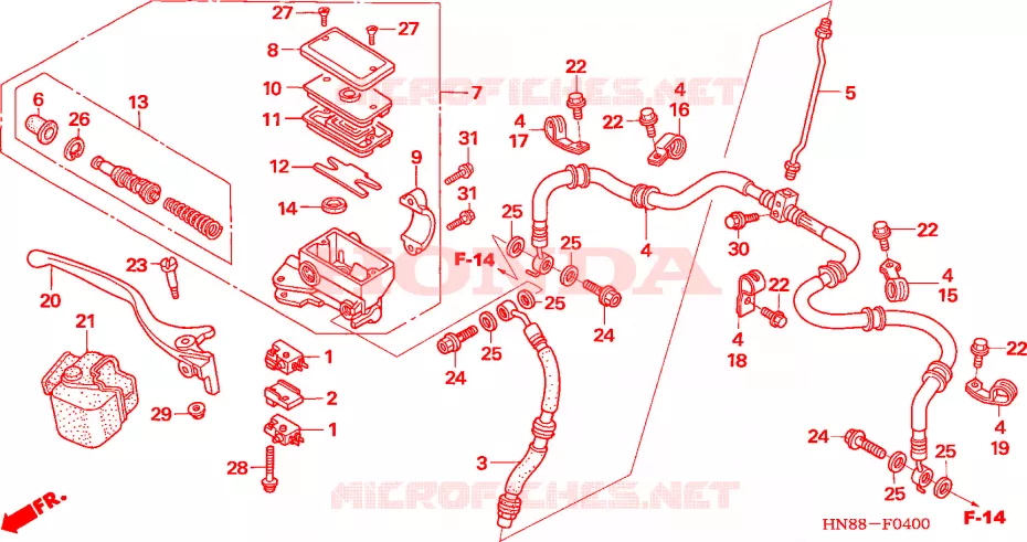 MAITRE CYLINDRE DE FREIN AVANT Honda ATV 680 FOURTRAX 2007  TRX680FA7