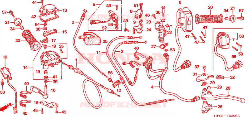 LEVIER DE GUIDON - CABLE - COMMODO Honda ATV 500 FOURTRAX 2006  TRX500FE6