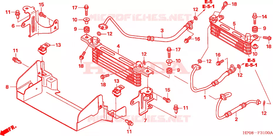 RADIATEUR D'HUILE Honda ATV 500 FOURTRAX 2005  TRX500FM5
