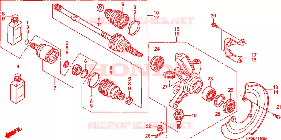 ARBRE DE ROUE  Honda ATV 500 FOURTRAX 2008  TRX500FM8