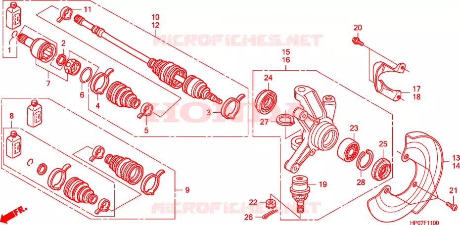 ARBRE DE ROUE  Honda ATV 500 FOURTRAX 2011  TRX500FMB