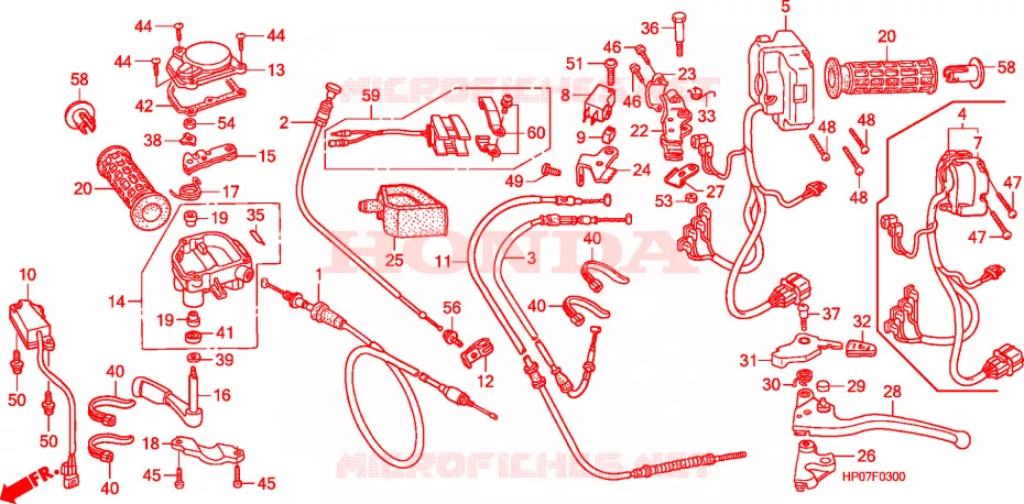 LEVIER DE GUIDON - CABLE - COMMODO Honda ATV 500 FOURTRAX 2011  TRX500FEB