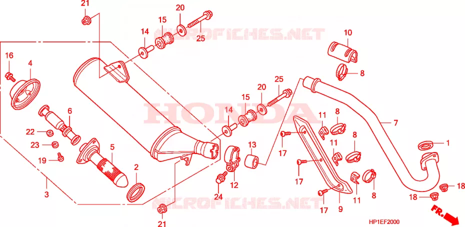 SILENCIEUX D'ECHAPPEMENT Honda ATV 450 FOURTRAX 2009  TRX450ER9