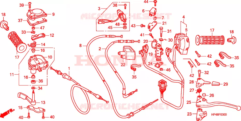LEVIER DE GUIDON - CABLE - COMMODO Honda ATV 420 FOURTRAX 2007  TRX420TM7