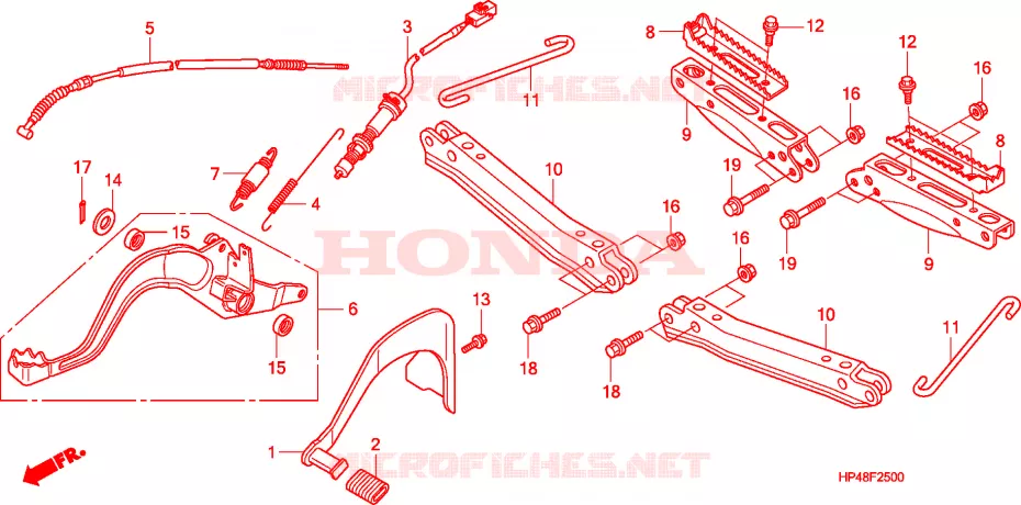 REPOSE PIED - PEDALE Honda ATV 420 FOURTRAX 2008  TRX420FE8
