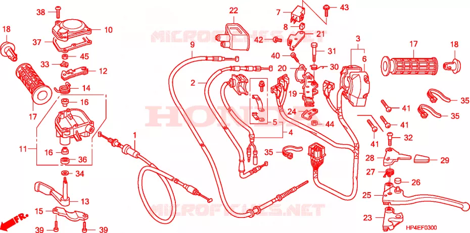 LEVIER DE GUIDON - CABLE - COMMODO Honda ATV 420 FOURTRAX 2010  TRX420TMA