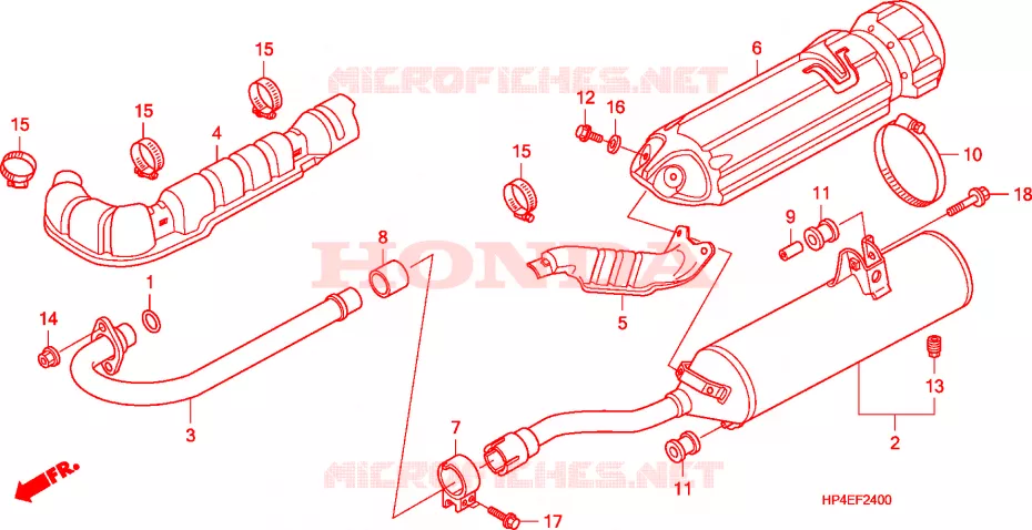 SILENCIEUX D'ECHAPPEMENT Honda ATV 420 FOURTRAX 2010  TRX420FMA