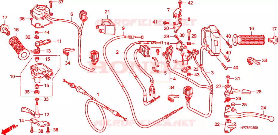 LEVIER DE GUIDON - CABLE - COMMODO Honda ATV 420 FOURTRAX 2010  TRX420FPAA