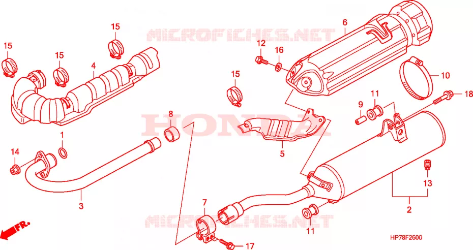 SILENCIEUX D'ECHAPPEMENT Honda ATV 420 FOURTRAX 2010  TRX420FPAA