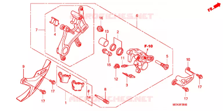 ETRIER DE FREIN ARRIERE Honda MOTO 450 CRF 2009  CRF450R9
