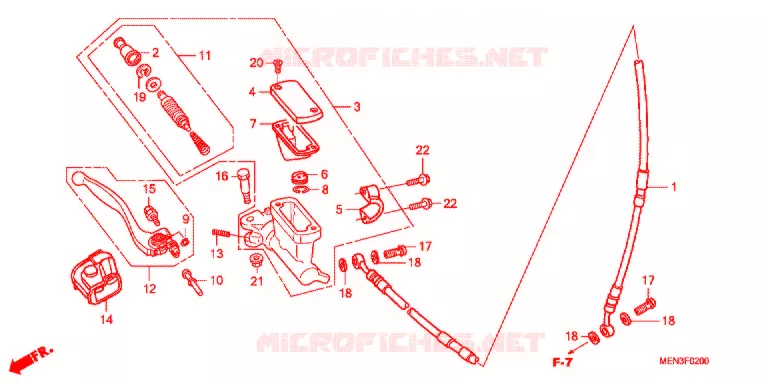 MAITRE CYLINDRE DE FREIN AVANT Honda MOTO 450 CRF 2010  CRF450RA