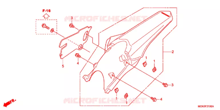 GARDE-BOUE ARRIERE Honda MOTO 450 CRF 2011  CRF450RB
