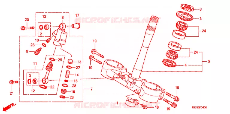 TE DE FOURCHE Honda MOTO 450 CRF 2012  CRF450RB