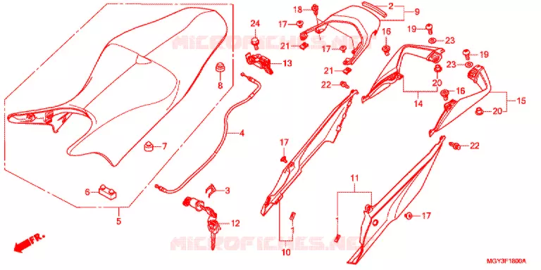 SELLE - CARENAGE ARRIERE Honda MOTO 800 CROSSRUNNER 2011  VFR800XB