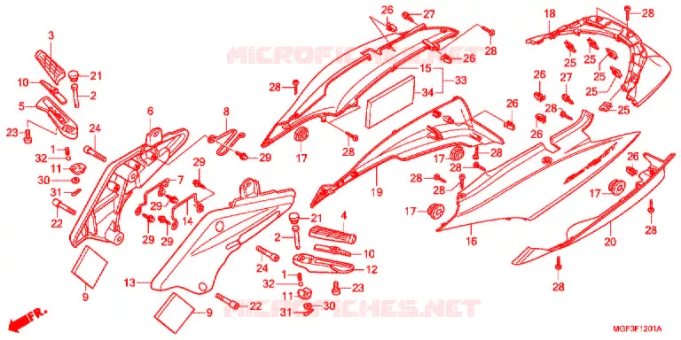 CARENAGE ARRIERE (FJS600A9-2KO/FJS600AB/DB) Honda SCOOTER 600 SILVERWING 2011  FJS600AB