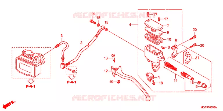 MAITRE CYLINDRE DE FREIN ARRIERE (FJS600A9-2KO/FJS600AB) Honda SCOOTER 600 SILVERWING 2013  FJS600AB