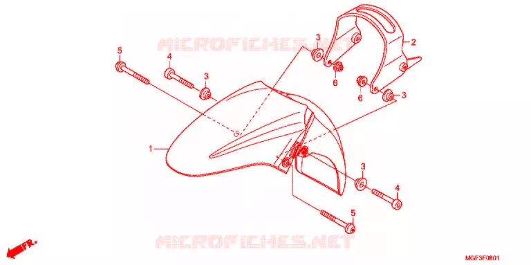 GARDE BOUE AVANT (FJS600A9-2KO/FJS600AB/DB) Honda SCOOTER 600 SILVERWING 2011  FJS600AB