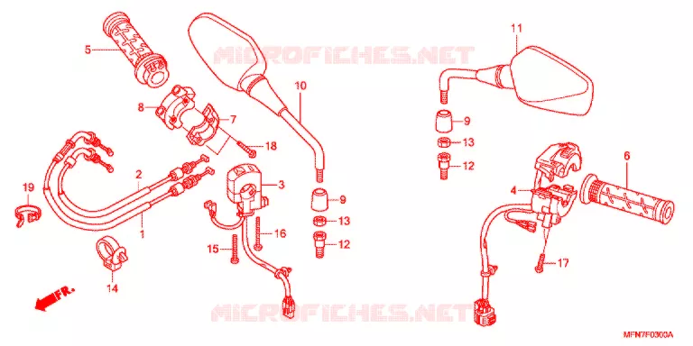 COMMODO - CABLE - RETROVISEUR Honda MOTO 1000 CB 2012  CB1000RC