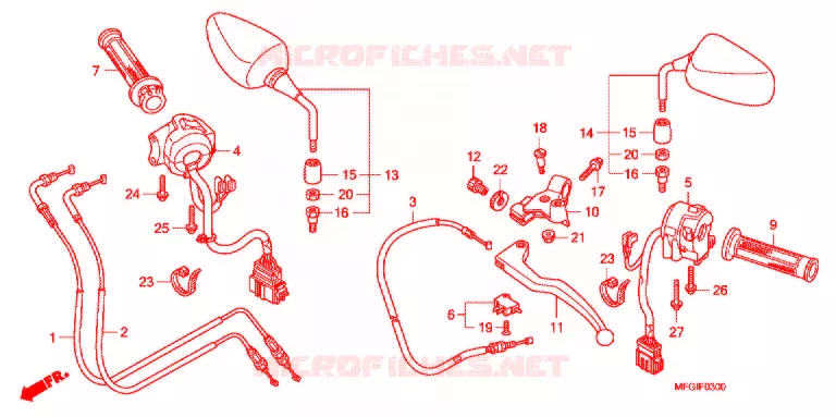 LEVIER DE GUIDON - CABLE - COMMODO Honda MOTO 600 HORNET 2012  CB600FAC