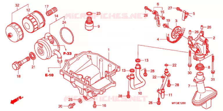 CARTER - POMPE - FILTRE A HUILE Honda MOTO 600 HORNET 2012  CB600FAC