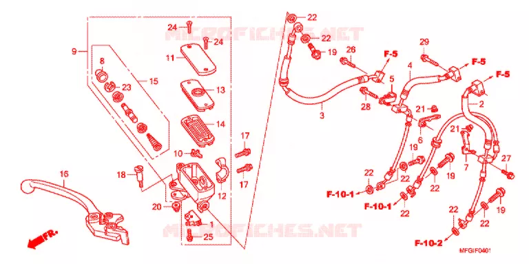 MAITRE CYLINDRE DE FREIN AVANT (CB600FA/FA3) Honda MOTO 600 HORNET 2012  CB600FAC