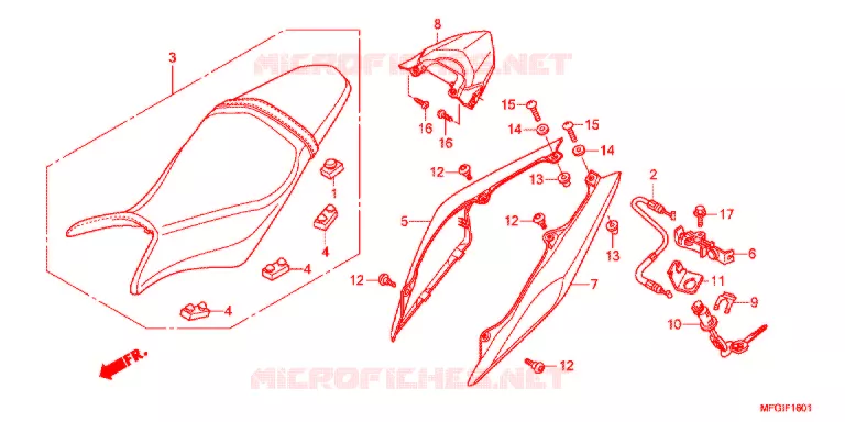 SELLE - CARENAGE ARRIERE (2) Honda MOTO 600 HORNET 2012  CB600FAC