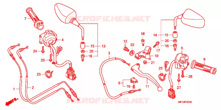 LEVIER DE GUIDON - CABLE - COMMODO Honda MOTO 600 HORNET 2012  CB600FC