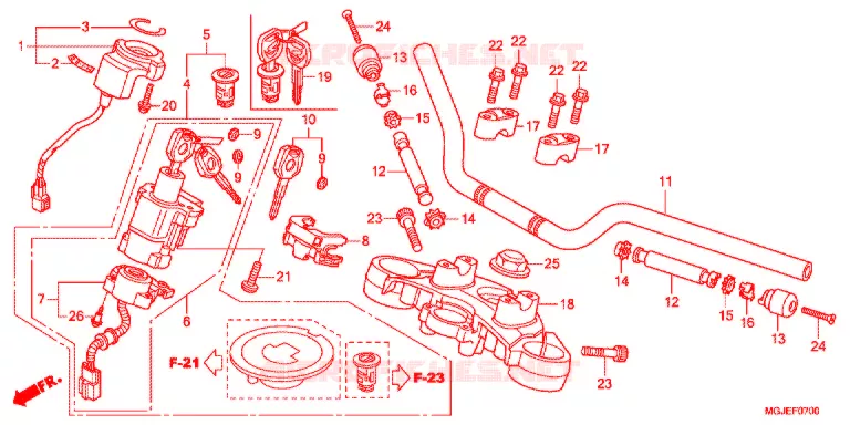 GUIDON - TE DE FOURCHE Honda MOTO 1000 CBF 2014  CBF1000FAC