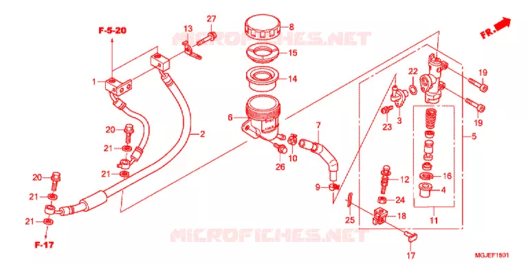 MAITRE CYLINDRE DE FREIN ARRIERE (CBF1000FA/FT/FS) Honda MOTO 1000 CBF 2012  CBF1000FSC