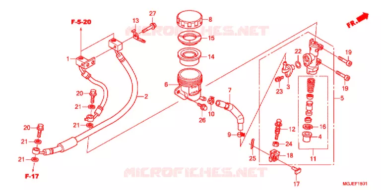 MAITRE CYLINDRE DE FREIN ARRIERE (CBF1000FA/FT/FS) Honda MOTO 1000 CBF 2012  CBF1000FTC