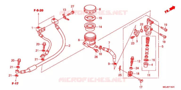 MAITRE CYLINDRE DE FREIN ARRIERE (CBF1000FA/FT/FS) Honda MOTO 1000 CBF 2012  CBF1000FTC