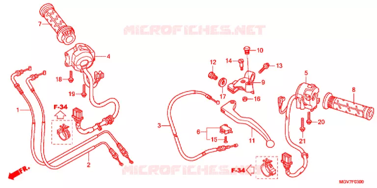 LEVIER DE GUIDON - CABLE - COMMODO Honda MOTO 600 CBR 2013  CBR600FAC