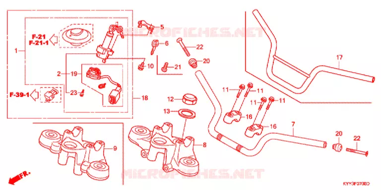 GUIDON - TE DE FOURCHE Honda MOTO 125 ACE 2012  CGX125SHC_S