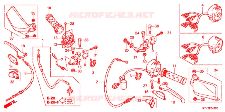 LEVIER DE GUIDON - CABLE - COMMODO (1) Honda MOTO 125 CB 2013  CGX125SHC