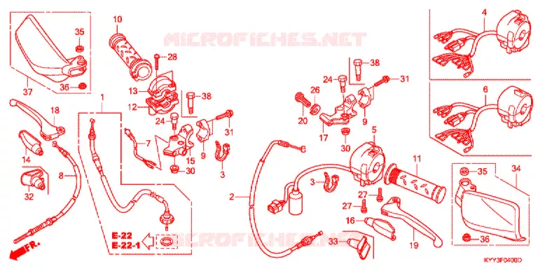LEVIER DE GUIDON - CABLE - COMMODO (1) Honda MOTO 125 CB 2012  CGX125SHC_S