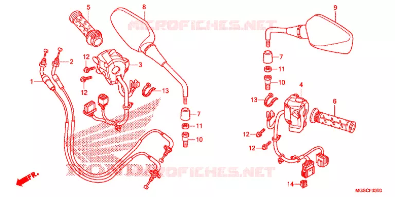COMMODO - CABLE - RETROVISEUR Honda MOTO 700 INTEGRA 2012  NC700DC