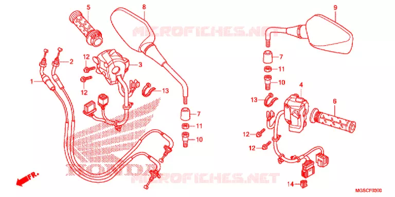 COMMODO - CABLE - RETROVISEUR Honda MOTO 700 INTEGRA 2012  NC700DC