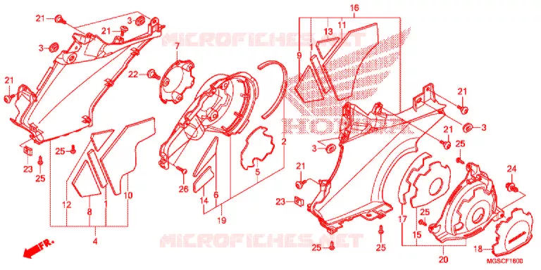 COUVERCLES LATERAUX Honda SCOOTER 700 INTEGRA 2012  NC700DC