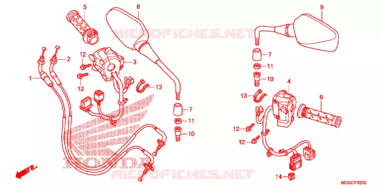 COMMODO - CABLE - RETROVISEUR Honda MOTO 700 INTEGRA 2012  NC700DC