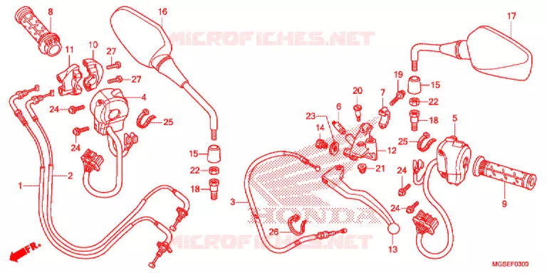 LEVIER DE GUIDON - CABLE - COMMODO (NC700S/SA) Honda MOTO 700 NC 2012  NC700SAC
